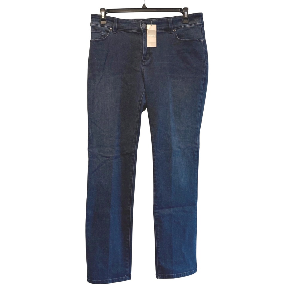Chicos So Slimming Bella Wash Slim Leg Jeans Size 1.5 (10) Regular Dark Wash NWT